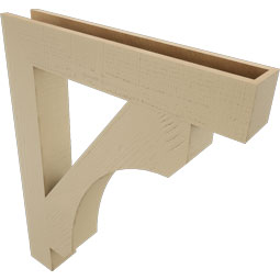 Ekena Millwork - BKTUR055X34X42LEC05RCPR - Timberthane Faux Wood Legacy Style Bracket, Block Ends, 5 1/2"W x 34"D x 42"H, Primed Tan
