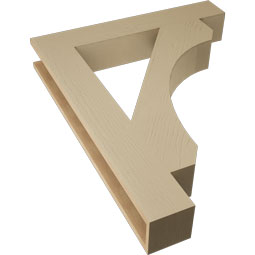Ekena Millwork - BKTUR055X34X42LEC05RCPR - Timberthane Faux Wood Legacy Style Bracket, Block Ends, 5 1/2"W x 34"D x 42"H, Primed Tan