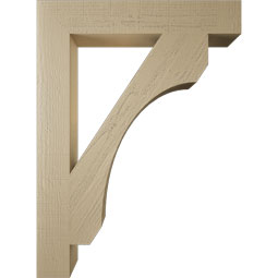 Ekena Millwork - BKTUR055X34X46LEC05RCPR - Timberthane Faux Wood Legacy Style Bracket, Block Ends, 5 1/2"W x 34"D x 46"H, Primed Tan
