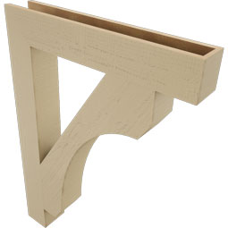 Ekena Millwork - BKTUR055X34X46LEC05RCPR - Timberthane Faux Wood Legacy Style Bracket, Block Ends, 5 1/2"W x 34"D x 46"H, Primed Tan