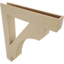 Ekena Millwork - BKTUR055X36X44LEC05RCPR - Timberthane Faux Wood Legacy Style Bracket, Block Ends, 5 1/2"W x 36"D x 44"H, Primed Tan