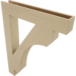 Ekena Millwork - BKTUR055X36X48LEC05RCPR - Timberthane Faux Wood Legacy Style Bracket, Block Ends, 5 1/2"W x 36"D x 48"H, Primed Tan