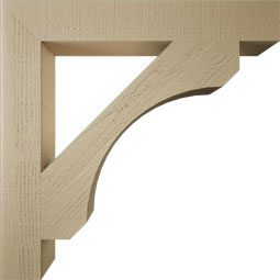 Ekena Millwork - BKTUR055X38X38LEC05RCPR - Timberthane Faux Wood Legacy Style Bracket, Block Ends, 5 1/2"W x 38"D x 38"H, Primed Tan