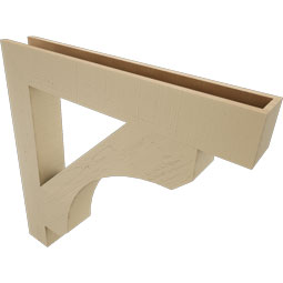 Ekena Millwork - BKTUR055X38X38LEC05RCPR - Timberthane Faux Wood Legacy Style Bracket, Block Ends, 5 1/2"W x 38"D x 38"H, Primed Tan