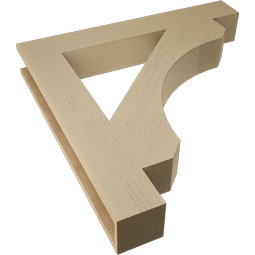 Ekena Millwork - BKTUR055X38X38LEC05RCPR - Timberthane Faux Wood Legacy Style Bracket, Block Ends, 5 1/2"W x 38"D x 38"H, Primed Tan