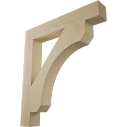 Ekena Millwork - BKTUR055X38X42LEC05RCPR - Timberthane Faux Wood Legacy Style Bracket, Block Ends, 5 1/2"W x 38"D x 42"H, Primed Tan