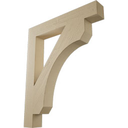 Ekena Millwork - BKTUR055X38X46LEC05RCPR - Timberthane Faux Wood Legacy Style Bracket, Block Ends, 5 1/2"W x 38"D x 46"H, Primed Tan