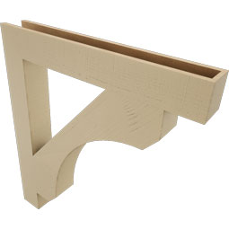 Ekena Millwork - BKTUR055X40X44LEC05RCPR - Timberthane Faux Wood Legacy Style Bracket, Block Ends, 5 1/2"W x 40"D x 44"H, Primed Tan