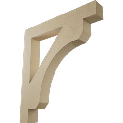 Ekena Millwork - BKTUR055X40X44LEC05RCPR - Timberthane Faux Wood Legacy Style Bracket, Block Ends, 5 1/2"W x 40"D x 44"H, Primed Tan