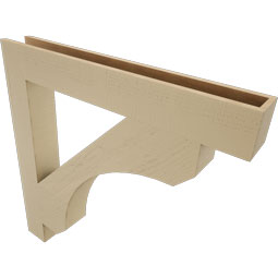 Ekena Millwork - BKTUR055X42X42LEC05RCPR - Timberthane Faux Wood Legacy Style Bracket, Block Ends, 5 1/2"W x 42"D x 42"H, Primed Tan