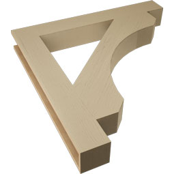 Ekena Millwork - BKTUR055X42X42LEC05RCPR - Timberthane Faux Wood Legacy Style Bracket, Block Ends, 5 1/2"W x 42"D x 42"H, Primed Tan