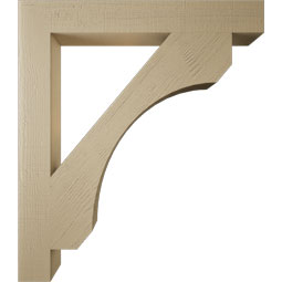 Ekena Millwork - BKTUR055X42X48LEC05RCPR - Timberthane Faux Wood Legacy Style Bracket, Block Ends, 5 1/2"W x 42"D x 48"H, Primed Tan