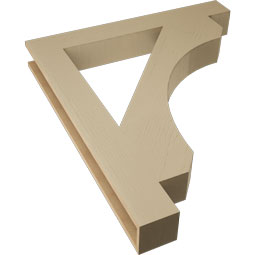 Ekena Millwork - BKTUR055X42X48LEC05RCPR - Timberthane Faux Wood Legacy Style Bracket, Block Ends, 5 1/2"W x 42"D x 48"H, Primed Tan