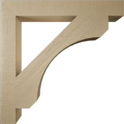 Ekena Millwork - BKTUR055X44X44LEC05RCPR - Timberthane Faux Wood Legacy Style Bracket, Block Ends, 5 1/2"W x 44"D x 44"H, Primed Tan