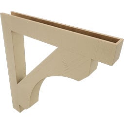Ekena Millwork - BKTUR055X44X48LEC05RCPR - Timberthane Faux Wood Legacy Style Bracket, Block Ends, 5 1/2"W x 44"D x 48"H, Primed Tan