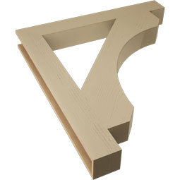 Ekena Millwork - BKTUR055X44X48LEC05RCPR - Timberthane Faux Wood Legacy Style Bracket, Block Ends, 5 1/2"W x 44"D x 48"H, Primed Tan