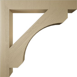 Ekena Millwork - BKTUR055X46X46LEC05RCPR - Timberthane Faux Wood Legacy Style Bracket, Block Ends, 5 1/2"W x 46"D x 46"H, Primed Tan