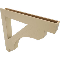 Ekena Millwork - BKTUR055X46X46LEC05RCPR - Timberthane Faux Wood Legacy Style Bracket, Block Ends, 5 1/2"W x 46"D x 46"H, Primed Tan