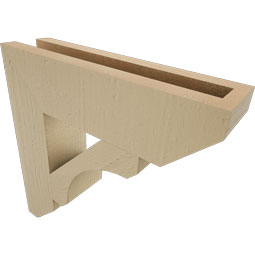 Ekena Millwork - BKTUR035X14X14LEC06RCPR - Timberthane Faux Wood Legacy Style Bracket, Slat Ends, 3 1/2"W x 14"D x 14"H, Primed Tan