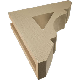 Ekena Millwork - BKTUR035X14X14LEC06RCPR - Timberthane Faux Wood Legacy Style Bracket, Slat Ends, 3 1/2"W x 14"D x 14"H, Primed Tan