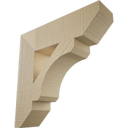 Ekena Millwork - BKTUR035X14X14LEC06RCPR - Timberthane Faux Wood Legacy Style Bracket, Slat Ends, 3 1/2"W x 14"D x 14"H, Primed Tan