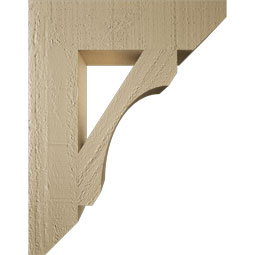 Ekena Millwork - BKTUR035X14X18LEC06RCPR - Timberthane Faux Wood Legacy Style Bracket, Slat Ends, 3 1/2"W x 14"D x 18"H, Primed Tan
