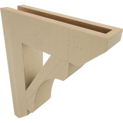 Ekena Millwork - BKTUR035X14X18LEC06RCPR - Timberthane Faux Wood Legacy Style Bracket, Slat Ends, 3 1/2"W x 14"D x 18"H, Primed Tan