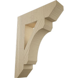 Ekena Millwork - BKTUR035X14X18LEC06RCPR - Timberthane Faux Wood Legacy Style Bracket, Slat Ends, 3 1/2"W x 14"D x 18"H, Primed Tan