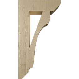 Ekena Millwork - BKTUR035X14X26LEC06RCPR - Timberthane Faux Wood Legacy Style Bracket, Slat Ends, 3 1/2"W x 14"D x 26"H, Primed Tan