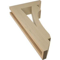 Ekena Millwork - BKTUR035X14X26LEC06RCPR - Timberthane Faux Wood Legacy Style Bracket, Slat Ends, 3 1/2"W x 14"D x 26"H, Primed Tan