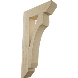 Ekena Millwork - BKTUR035X14X26LEC06RCPR - Timberthane Faux Wood Legacy Style Bracket, Slat Ends, 3 1/2"W x 14"D x 26"H, Primed Tan