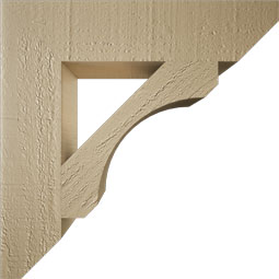 Ekena Millwork - BKTUR035X16X16LEC06RCPR - Timberthane Faux Wood Legacy Style Bracket, Slat Ends, 3 1/2"W x 16"D x 16"H, Primed Tan