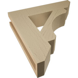 Ekena Millwork - BKTUR035X16X16LEC06RCPR - Timberthane Faux Wood Legacy Style Bracket, Slat Ends, 3 1/2"W x 16"D x 16"H, Primed Tan