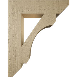 Ekena Millwork - BKTUR035X16X20LEC06RCPR - Timberthane Faux Wood Legacy Style Bracket, Slat Ends, 3 1/2"W x 16"D x 20"H, Primed Tan