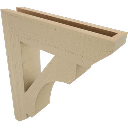 Ekena Millwork - BKTUR035X16X20LEC06RCPR - Timberthane Faux Wood Legacy Style Bracket, Slat Ends, 3 1/2"W x 16"D x 20"H, Primed Tan
