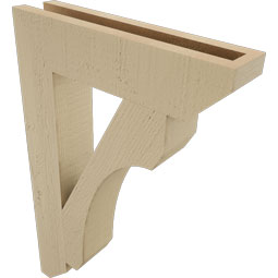 Ekena Millwork - BKTUR035X16X24LEC06RCPR - Timberthane Faux Wood Legacy Style Bracket, Slat Ends, 3 1/2"W x 16"D x 24"H, Primed Tan
