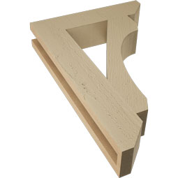 Ekena Millwork - BKTUR035X16X24LEC06RCPR - Timberthane Faux Wood Legacy Style Bracket, Slat Ends, 3 1/2"W x 16"D x 24"H, Primed Tan