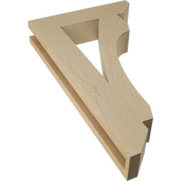 Ekena Millwork - BKTUR035X16X28LEC06RCPR - Timberthane Faux Wood Legacy Style Bracket, Slat Ends, 3 1/2"W x 16"D x 28"H, Primed Tan