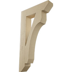 Ekena Millwork - BKTUR035X16X28LEC06RCPR - Timberthane Faux Wood Legacy Style Bracket, Slat Ends, 3 1/2"W x 16"D x 28"H, Primed Tan