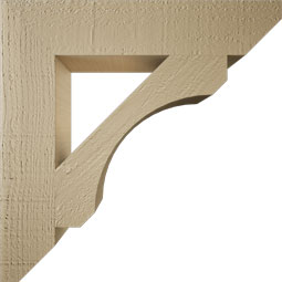 Ekena Millwork - BKTUR035X18X18LEC06RCPR - Timberthane Faux Wood Legacy Style Bracket, Slat Ends, 3 1/2"W x 18"D x 18"H, Primed Tan