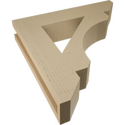Ekena Millwork - BKTUR035X18X18LEC06RCPR - Timberthane Faux Wood Legacy Style Bracket, Slat Ends, 3 1/2"W x 18"D x 18"H, Primed Tan
