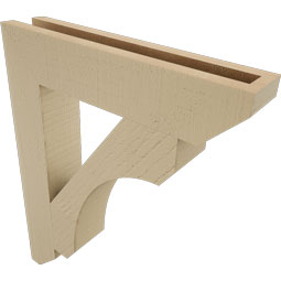 Ekena Millwork - BKTUR035X18X22LEC06RCPR - Timberthane Faux Wood Legacy Style Bracket, Slat Ends, 3 1/2"W x 18"D x 22"H, Primed Tan