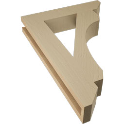 Ekena Millwork - BKTUR035X18X26LEC06RCPR - Timberthane Faux Wood Legacy Style Bracket, Slat Ends, 3 1/2"W x 18"D x 26"H, Primed Tan