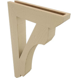 Ekena Millwork - BKTUR035X18X30LEC06RCPR - Timberthane Faux Wood Legacy Style Bracket, Slat Ends, 3 1/2"W x 18"D x 30"H, Primed Tan