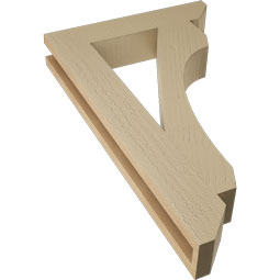 Ekena Millwork - BKTUR035X18X30LEC06RCPR - Timberthane Faux Wood Legacy Style Bracket, Slat Ends, 3 1/2"W x 18"D x 30"H, Primed Tan