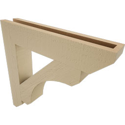 Ekena Millwork - BKTUR035X20X20LEC06RCPR - Timberthane Faux Wood Legacy Style Bracket, Slat Ends, 3 1/2"W x 20"D x 20"H, Primed Tan