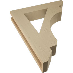 Ekena Millwork - BKTUR035X20X24LEC06RCPR - Timberthane Faux Wood Legacy Style Bracket, Slat Ends, 3 1/2"W x 20"D x 24"H, Primed Tan