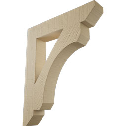 Ekena Millwork - BKTUR035X20X24LEC06RCPR - Timberthane Faux Wood Legacy Style Bracket, Slat Ends, 3 1/2"W x 20"D x 24"H, Primed Tan