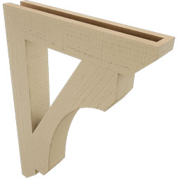 Ekena Millwork - BKTUR035X20X28LEC06RCPR - Timberthane Faux Wood Legacy Style Bracket, Slat Ends, 3 1/2"W x 20"D x 28"H, Primed Tan