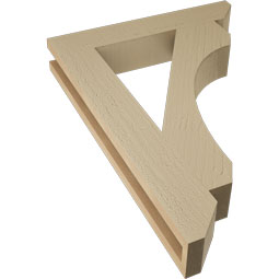 Ekena Millwork - BKTUR035X20X28LEC06RCPR - Timberthane Faux Wood Legacy Style Bracket, Slat Ends, 3 1/2"W x 20"D x 28"H, Primed Tan